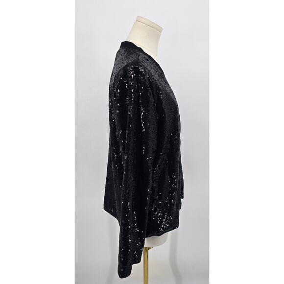 Kancy Kole Black Sequin Button-Up Cardigan - Picture 2 of 6
